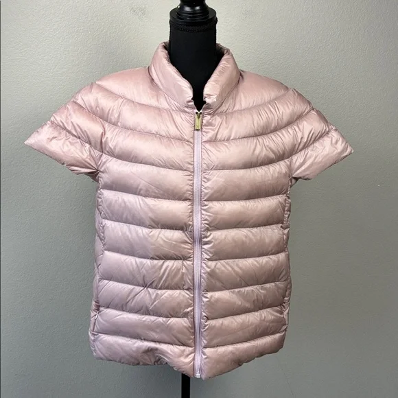 Martha Stewart Down Vest Mauve Short Sleeve Puffer Jacket Gorpcore L - Picture 4 of 9